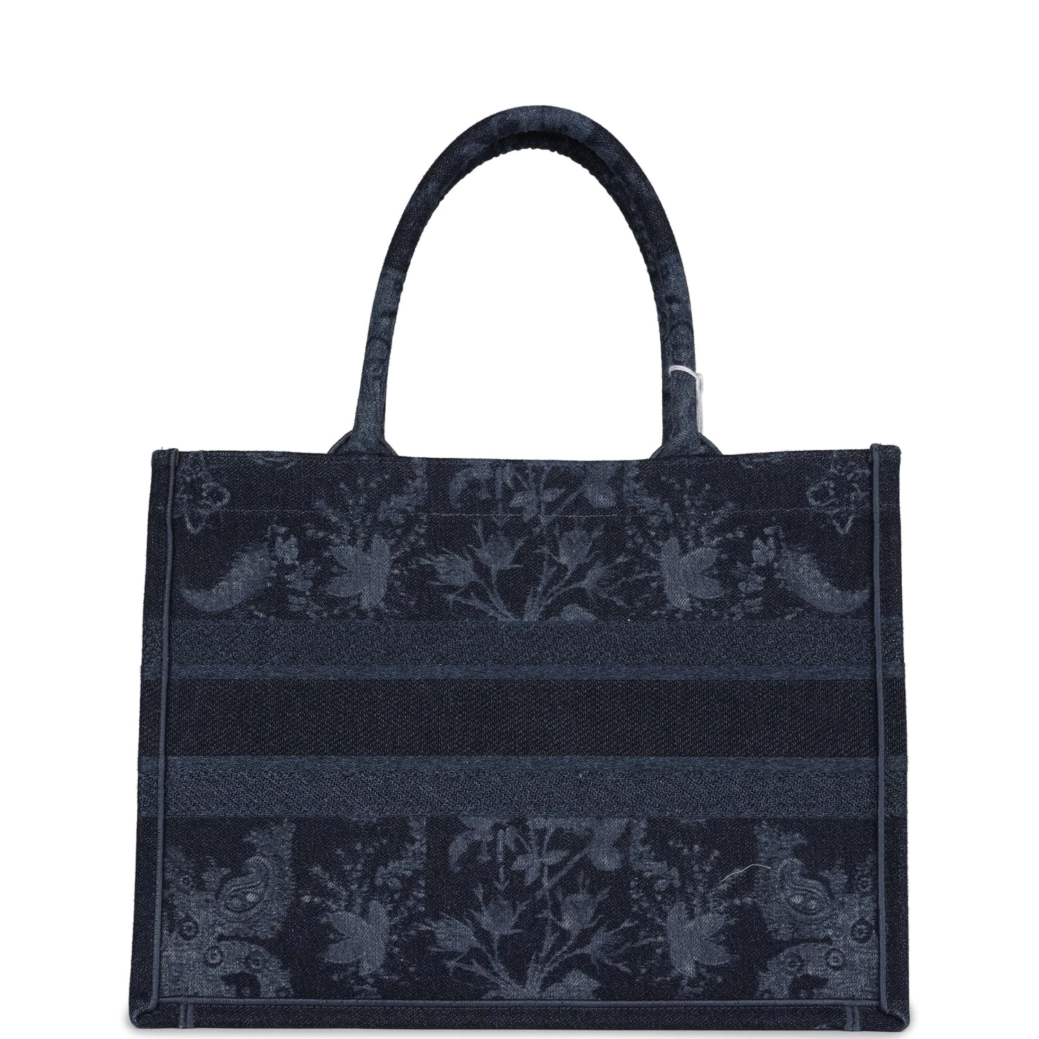 Christian Dior Blue Flower Embroidered Denim Small Book Tote 6 Christian Dior Blue Flower Embroidered Denim Small Book Tote - Image 4