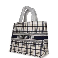 Christian Dior Blue And White Canvas Check'n' Large Book Tote -Online Bag Store D FN 230725 2 03