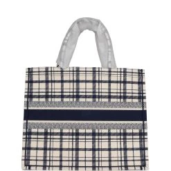 Christian Dior Blue And White Canvas Check'n' Large Book Tote -Online Bag Store D FN 230725 2 05