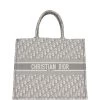 Pre-owned Dior Large Book Tote Grey And White Dior Oblique Embroidery Canvas -Online Bag Store D FN 230906 1 01