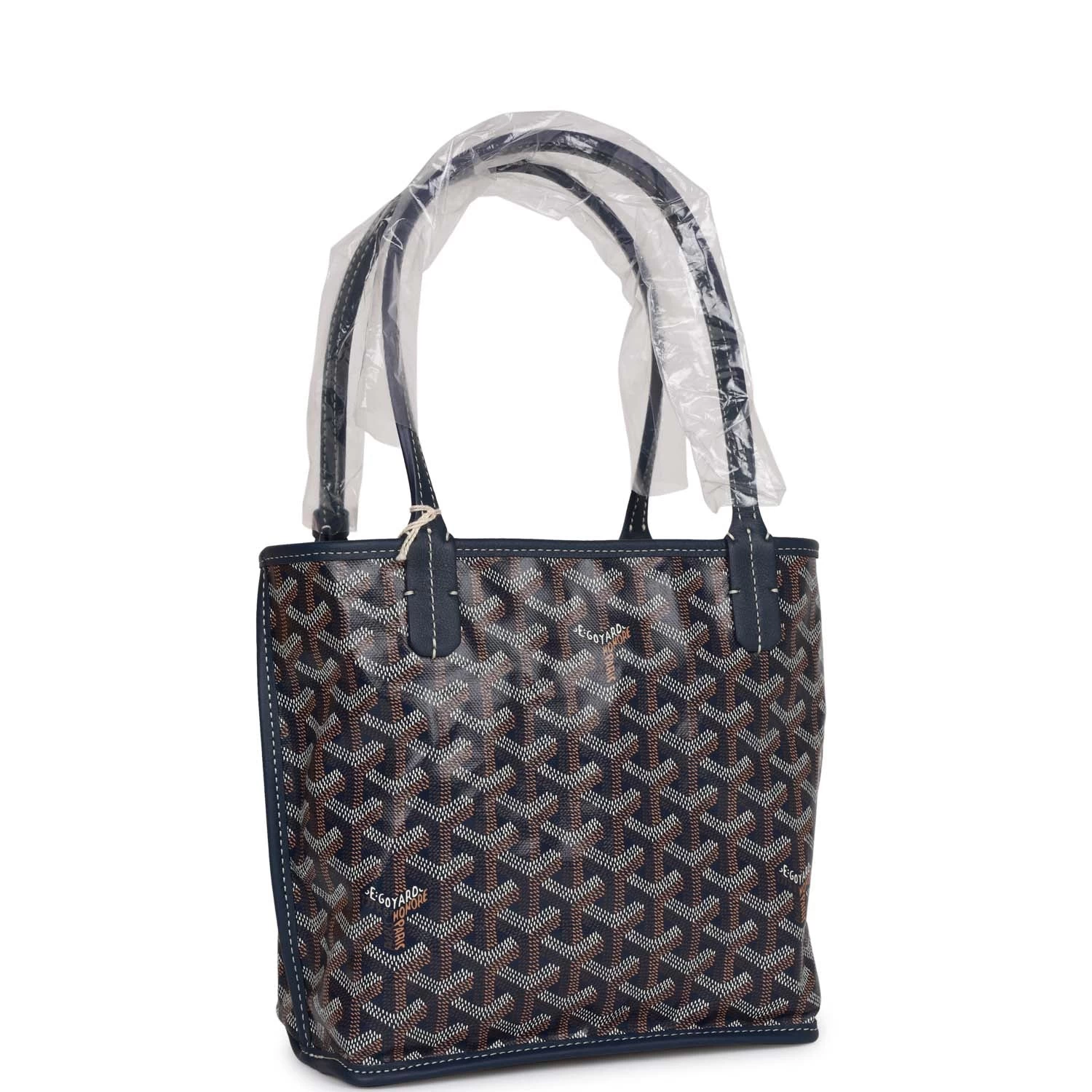 Goyard Goyardine Navy Anjou Mini Reversible Tote Bag Palladium Hardware 3 Goyard Goyardine Navy Anjou Mini Reversible Tote Bag Palladium Hardware - Image 2