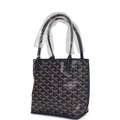 Goyard Goyardine Navy Anjou Mini Reversible Tote Bag Palladium Hardware 11 Goyard Goyardine Navy Anjou Mini Reversible Tote Bag Palladium Hardware -Online Bag Store G FN 012423 11 03