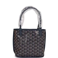Goyard Goyardine Navy Anjou Mini Reversible Tote Bag Palladium Hardware 12 Goyard Goyardine Navy Anjou Mini Reversible Tote Bag Palladium Hardware -Online Bag Store G FN 012423 11 04