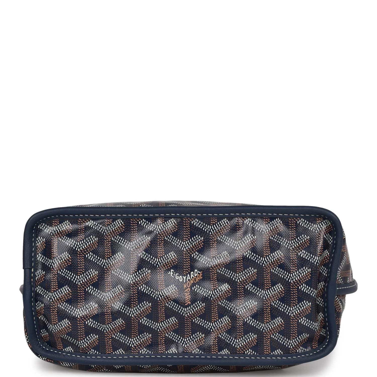 Goyard Goyardine Navy Anjou Mini Reversible Tote Bag Palladium Hardware 6 Goyard Goyardine Navy Anjou Mini Reversible Tote Bag Palladium Hardware - Image 5