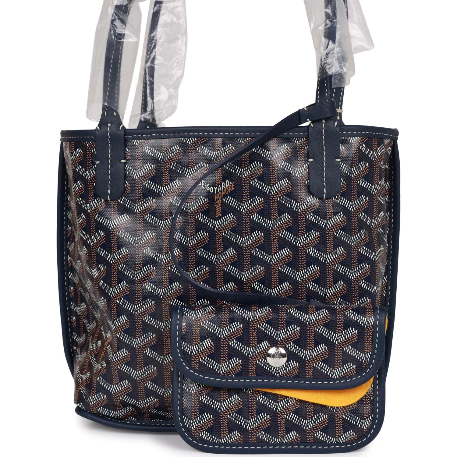 Goyard Goyardine Navy Anjou Mini Reversible Tote Bag Palladium Hardware 7 Goyard Goyardine Navy Anjou Mini Reversible Tote Bag Palladium Hardware - Image 6