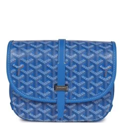 Goyard Goyardine Blue Belvedere PM Bag Palladium Hardware