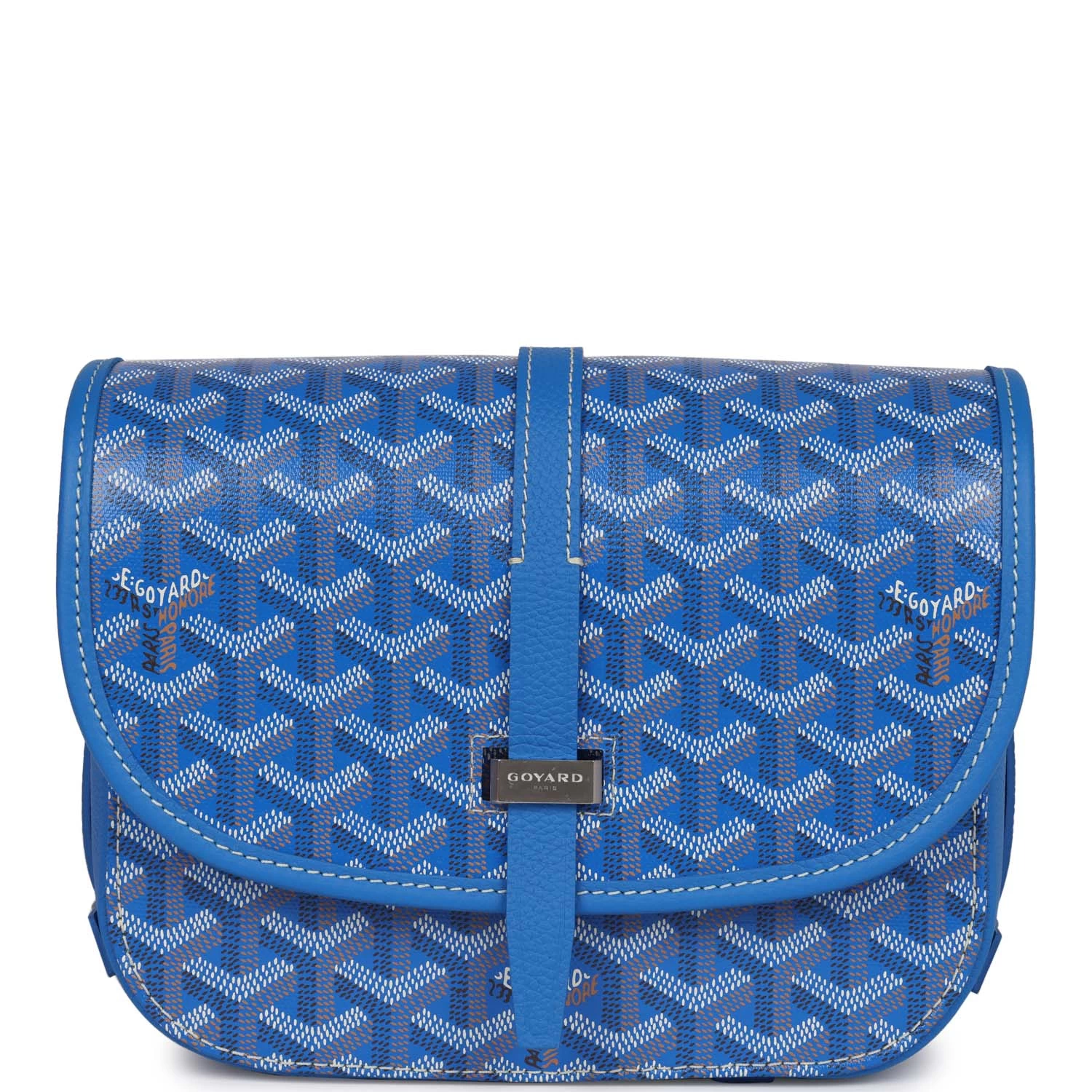 Goyard Goyardine Blue Belvedere PM Bag Palladium Hardware 3 Goyard Goyardine Blue Belvedere PM Bag Palladium Hardware