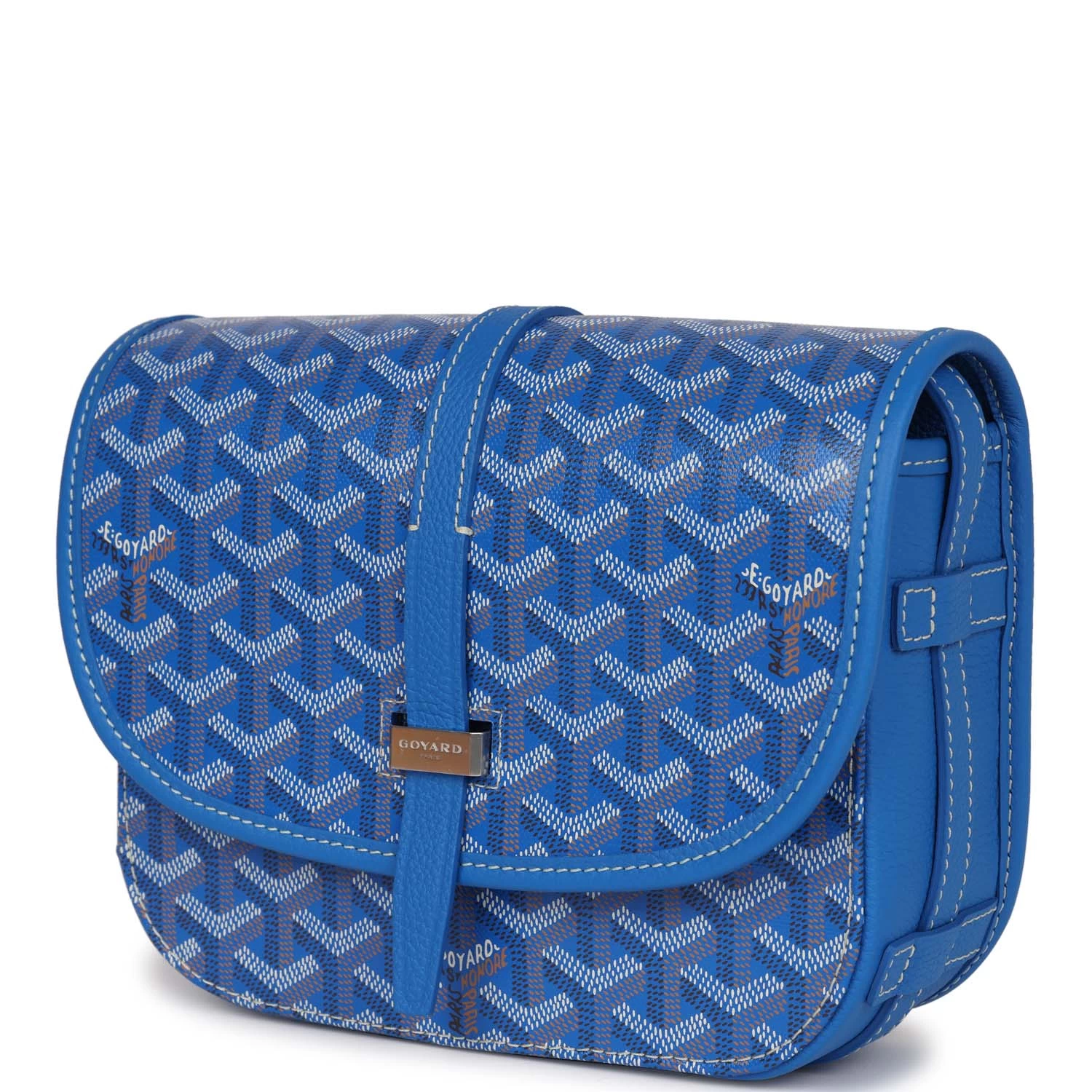 Goyard Goyardine Blue Belvedere PM Bag Palladium Hardware 7 Goyard Goyardine Blue Belvedere PM Bag Palladium Hardware - Image 5