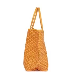 Goyard Goyardine Yellow Hand-Painted St. Louis PM Tote Bag Silver Hardware -Online Bag Store G FN 112122 7 04