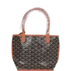 Goyard Goyardine Black And Brown Anjou Mini Reversible Tote Bag Palladium Hardware