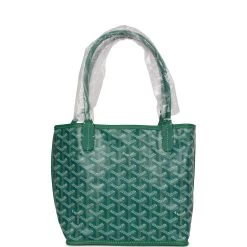 Goyard Goyardine Green Anjou Mini Reversible Tote Bag Palladium Hardware