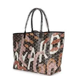 Goyard Limited Edition Black And Pink Goyardine Canvas Lettres Camouflage St. Louis PM Tote Bag Palladium Hardware -Online Bag Store G FN 230710 2 03