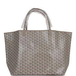 Goyard Goyardine Greige And Blue St. Louis GM Tote Bag Palladium Hardware