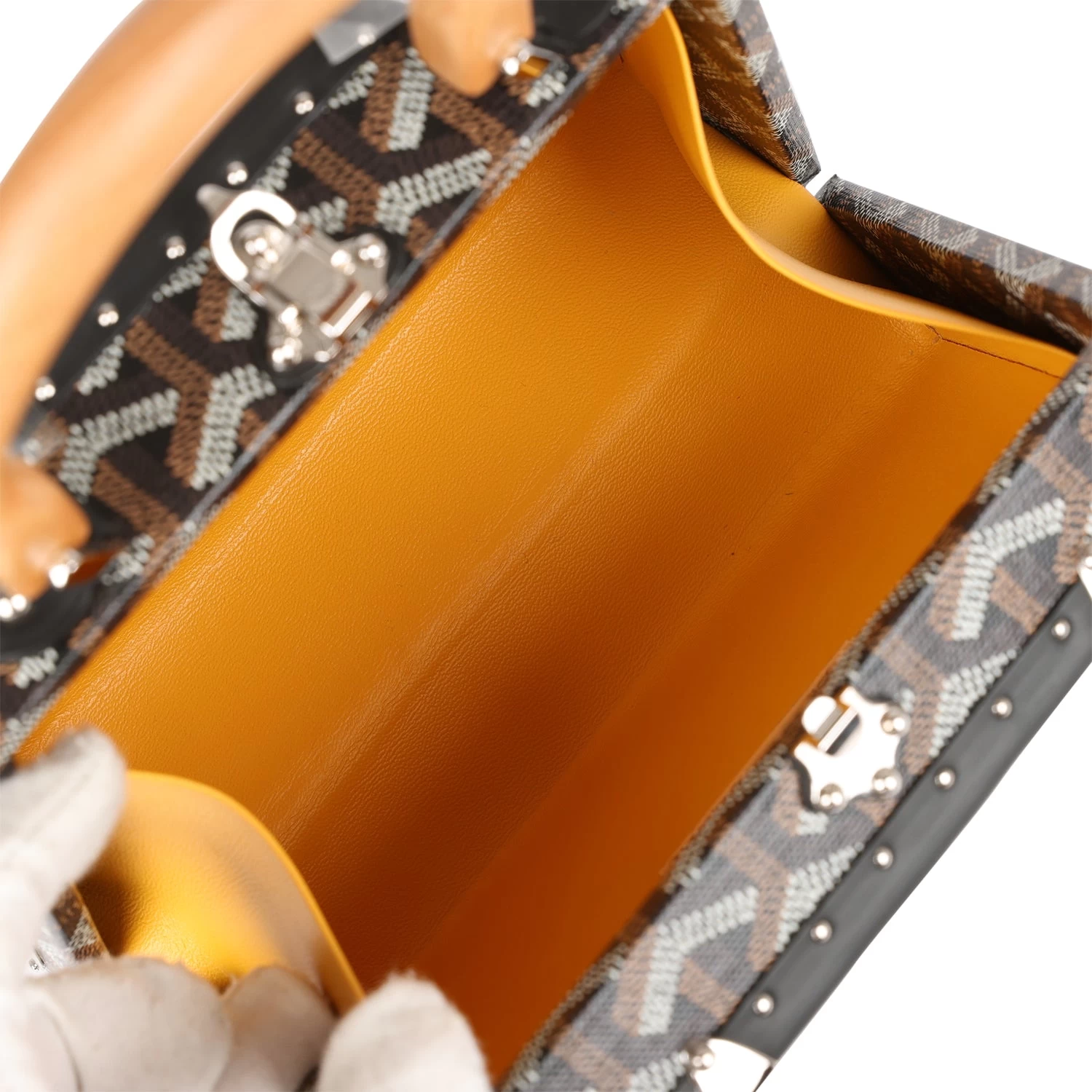 Goyard Saigon Mini Trunk Bag Black Goyardine Palladium Hardware 12 Goyard Saigon Mini Trunk Bag Black Goyardine Palladium Hardware - Image 10