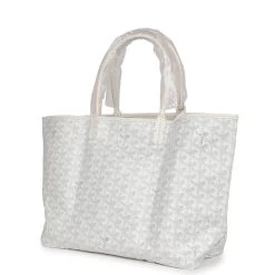 Goyard Goyardine White St. Louis PM Tote Bag Palladium Hardware -Online Bag Store G FN 230719 1 03
