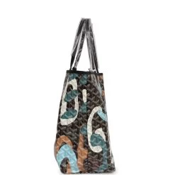 Goyard Limited Edition Black Goyardine Canvas Blue Camou Lettres Flage St. Louis PM Tote Bag Palladium Hardware -Online Bag Store G FN 230721 1 04