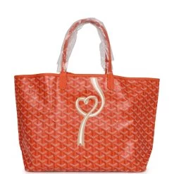 Goyard Goyardine Orange Hand-Painted Coeur Ruban St. Louis PM Tote Bag Palladium Hardware
