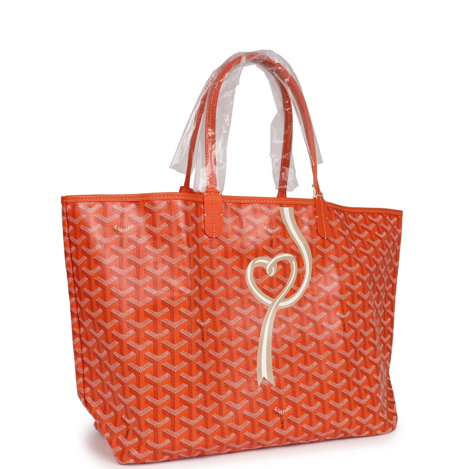 Goyard Goyardine Orange Hand-Painted Coeur Ruban St. Louis PM Tote Bag Palladium Hardware 4 Goyard Goyardine Orange Hand-Painted Coeur Ruban St. Louis PM Tote Bag Palladium Hardware - Image 2