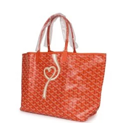 Goyard Goyardine Orange Hand-Painted Coeur Ruban St. Louis PM Tote Bag Palladium Hardware 14 Goyard Goyardine Orange Hand-Painted Coeur Ruban St. Louis PM Tote Bag Palladium Hardware -Online Bag Store G FN 230809 2 03