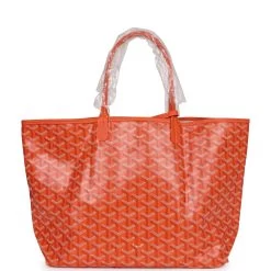Goyard Goyardine Orange Hand-Painted Coeur Ruban St. Louis PM Tote Bag Palladium Hardware 13 Goyard Goyardine Orange Hand-Painted Coeur Ruban St. Louis PM Tote Bag Palladium Hardware -Online Bag Store G FN 230809 2 05