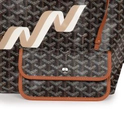 Goyard Goyardine Black And Brown Hand-Painted Bannière St. Louis PM Tote Bag Palladium Hardware -Online Bag Store G FN 230809 3 06