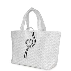 Goyard Goyardine White Hand-Painted Coeur Ruban St. Louis PM Tote Bag Palladium Hardware -Online Bag Store G FN 231018 1 AM 03