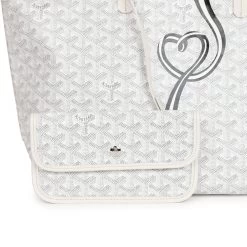 Goyard Goyardine White Hand-Painted Coeur Ruban St. Louis PM Tote Bag Palladium Hardware -Online Bag Store G FN 231018 1 AM 06