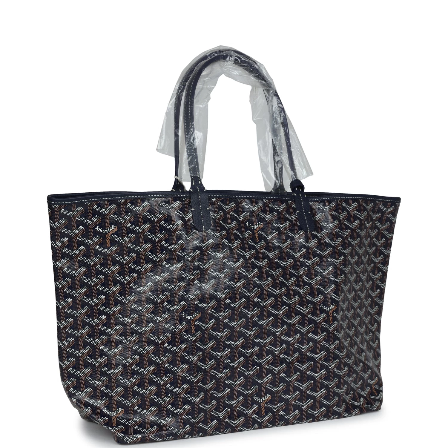 Goyard Goyardine Navy St. Louis PM Tote Bag Palladium Hardware 4 Goyard Goyardine Navy St. Louis PM Tote Bag Palladium Hardware - Image 2
