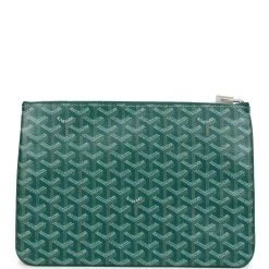 Goyard Goyardine Green Senat MM Pouch Palladium Hardware -Online Bag Store G FN 240103 1 04