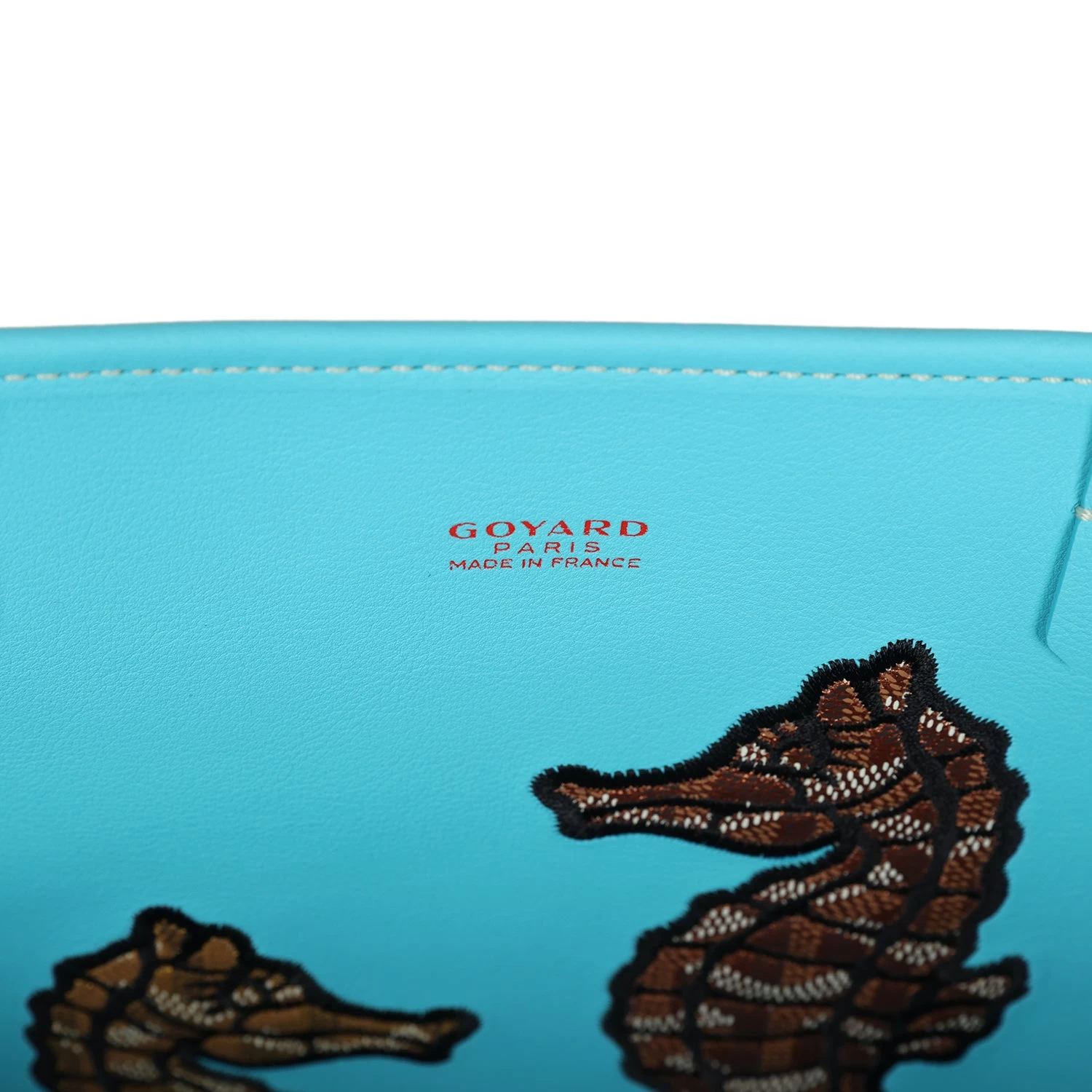 Goyard Goyardine Turquoise Anjou PM Embroidered Seahorse Bag Palladium Hardware 11 Goyard Goyardine Turquoise Anjou PM Embroidered Seahorse Bag Palladium Hardware - Image 9