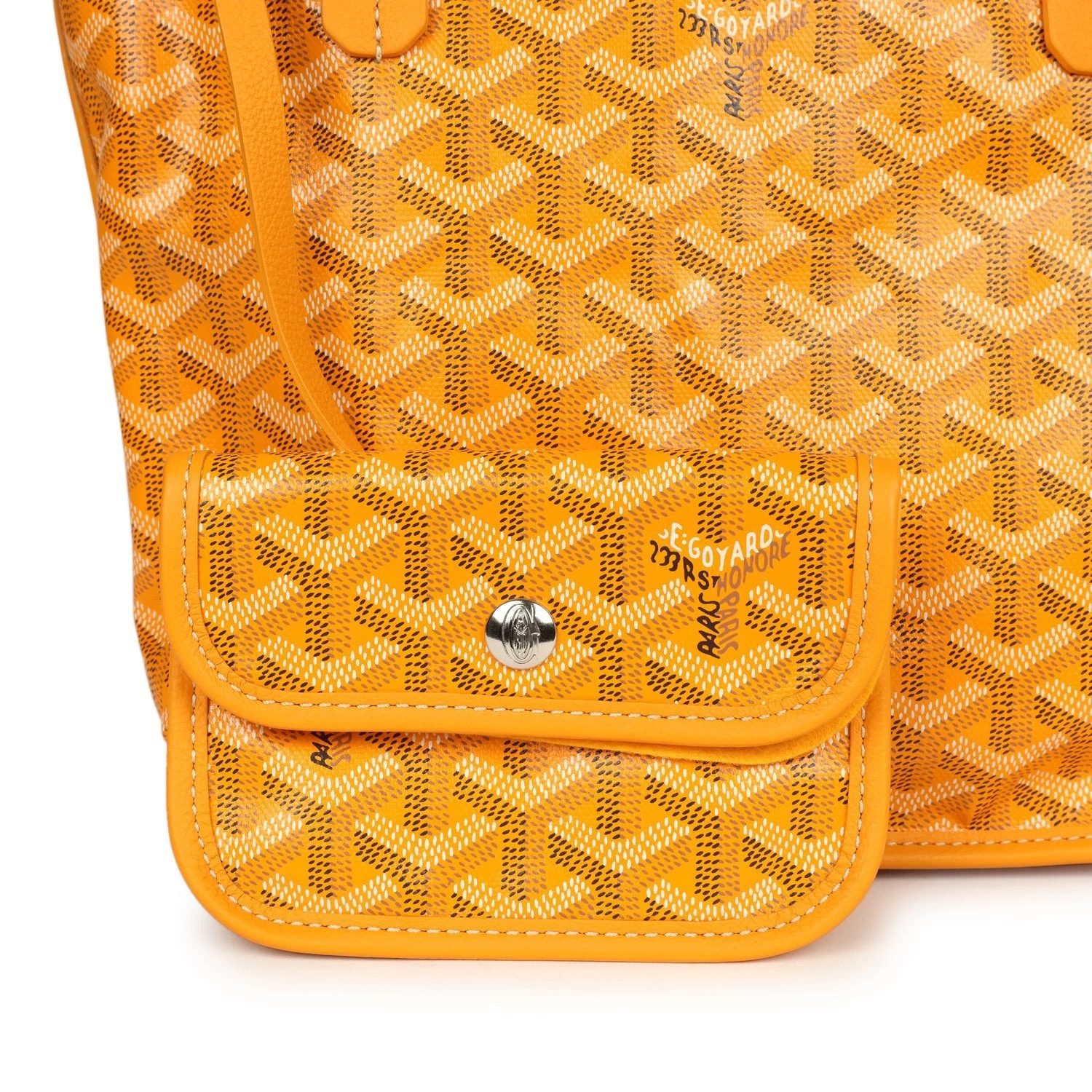Goyard Goyardine Yellow Anjou Mini Bag Palladium Hardware 8 Goyard Goyardine Yellow Anjou Mini Bag Palladium Hardware - Image 6