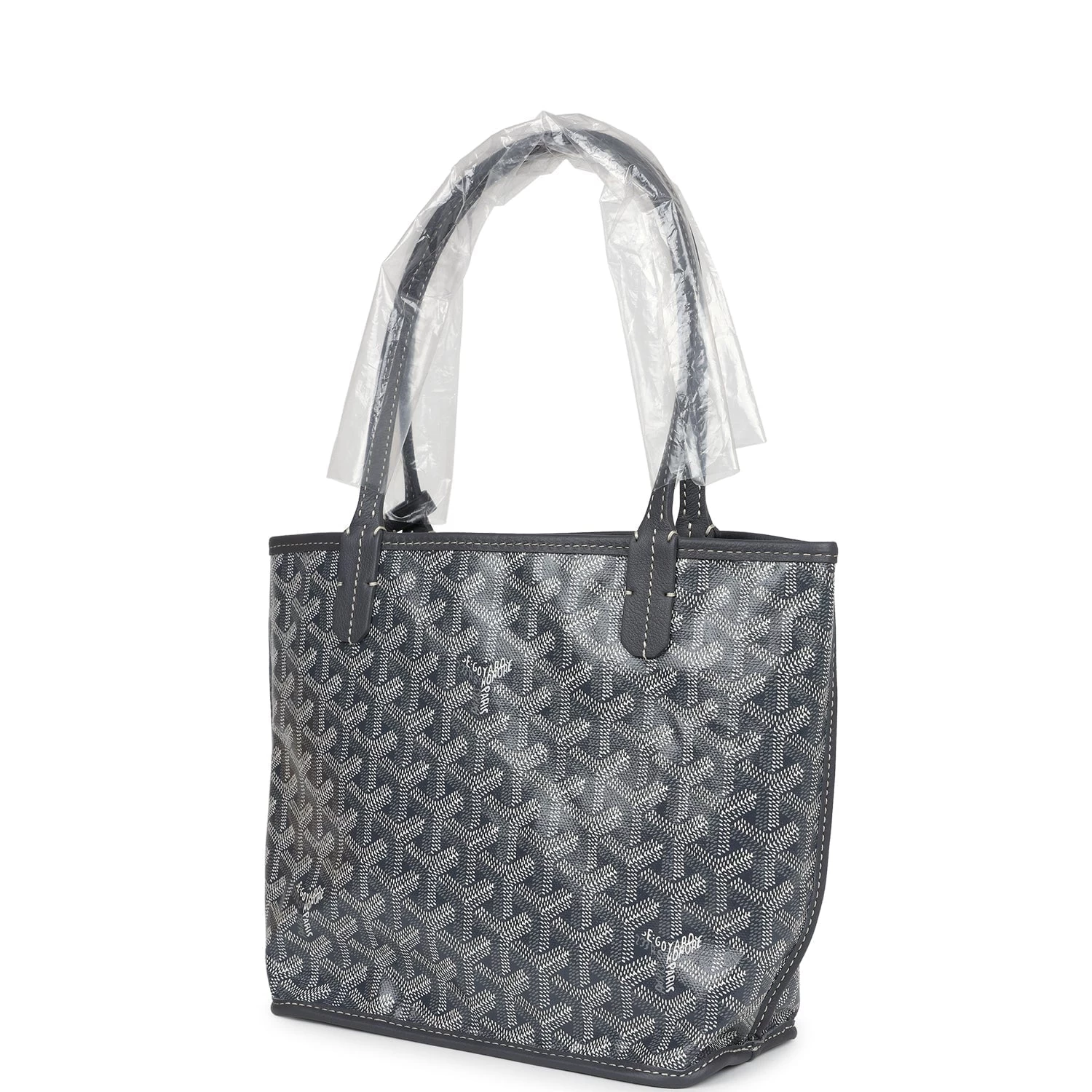 Goyard Goyardine Grey Anjou Mini Reversible Tote Bag Palladium Hardware 7 Goyard Goyardine Grey Anjou Mini Reversible Tote Bag Palladium Hardware - Image 5