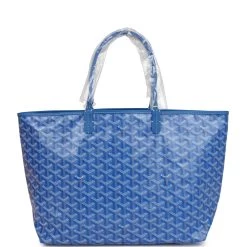 Goyard Goyardine Blue St. Louis PM Tote Bag Palladium Hardware