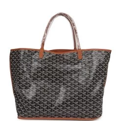 Goyard Goyardine Black And Brown Anjou GM Reversible Tote Bag Palladium Hardware