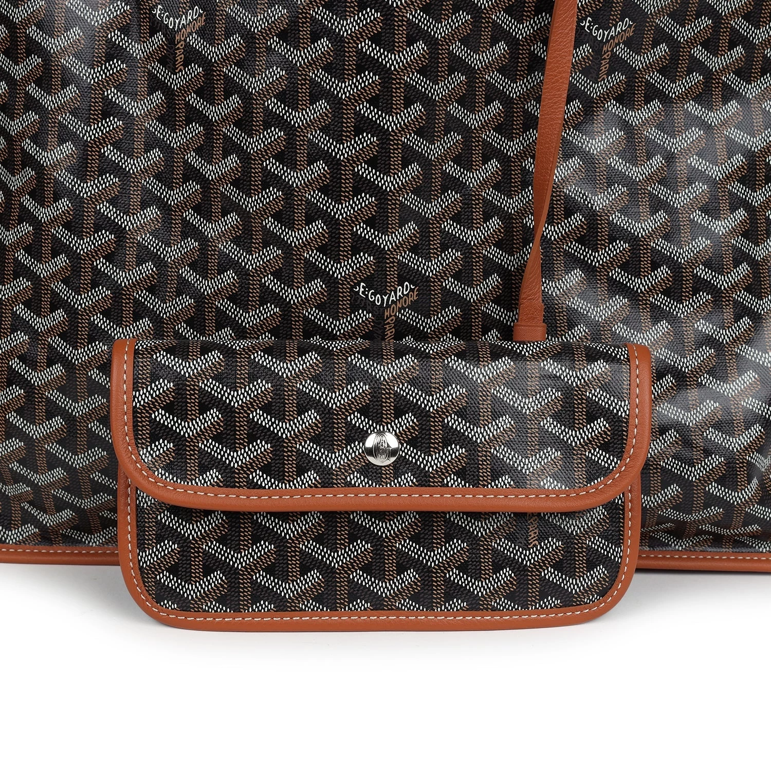 Goyard Goyardine Black And Brown Anjou GM Reversible Tote Bag Palladium Hardware 8 Goyard Goyardine Black And Brown Anjou GM Reversible Tote Bag Palladium Hardware - Image 6
