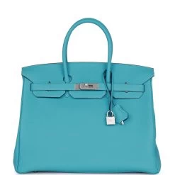 Hermès Hermes Special Order (HSS) Birkin 35 Bleu Du Nord Verso Togo Brushed Palladium Hardware