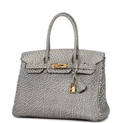 Hermès Vintage Hermes Birkin 30 White Dalmatian Buffalo Gold Hardware -Online Bag Store H B 062722 1 05