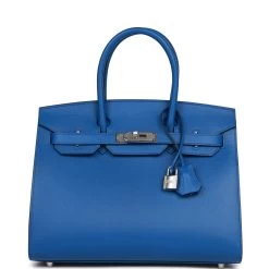 Hermès Hermes Birkin Sellier 30 Bleu France Epsom Palladium Hardware