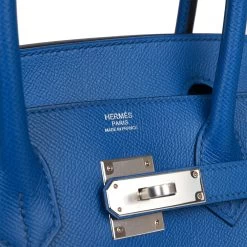 Hermès Hermes Birkin Sellier 30 Bleu France Epsom Palladium Hardware -Online Bag Store H B 100322 3 08