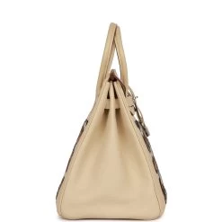 Hermès Vintage Hermes Birkin 35 Parchemin Togo And Leopard Troika Palladium Hardware 13 Hermès Vintage Hermes Birkin 35 Parchemin Togo And Leopard Troika Palladium Hardware -Online Bag Store H B 100622 1 03