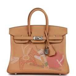 Hermès Hermes Birkin 25 In & Out Biscuit Swift Palladium Hardware