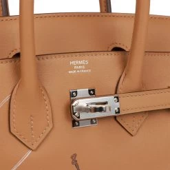 Hermès Hermes Birkin 25 In & Out Biscuit Swift Palladium Hardware -Online Bag Store H B 101022 2 AS 08