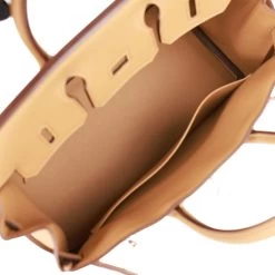 Hermès Hermes Birkin 25 In & Out Biscuit Swift Palladium Hardware -Online Bag Store H B 101022 2 AS 09