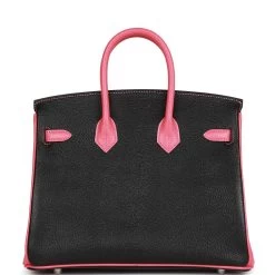 Hermès Hermes Special Order (HSS) Birkin 25 Black And Rose Azalee Chèvre Brushed Palladium Hardware -Online Bag Store H B 120122 2 04