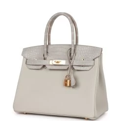 Hermès Hermes Birkin 30 Gris Perle Matte Alligator And Togo Touch Gold Hardware -Online Bag Store H B 230227 2 03