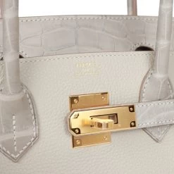 Hermès Hermes Birkin 30 Gris Perle Matte Alligator And Togo Touch Gold Hardware -Online Bag Store H B 230227 2 08