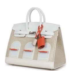 Hermès Hermes Sac Faubourg Birkin 20 White Matte Alligator Palladium Hardware -Online Bag Store H B 230303 1 YB 03