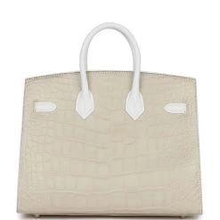 Hermès Hermes Sac Faubourg Birkin 20 White Matte Alligator Palladium Hardware -Online Bag Store H B 230303 1 YB 05
