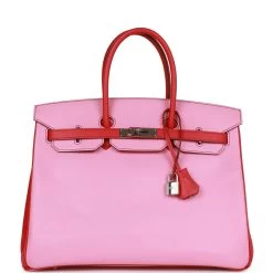 Hermès Pre-owned Hermes Special Order (HSS) Birkin 35 Bubblegum And Bougainvillea Epsom Palladium Hardware