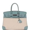 Hermès Pre-owned Hermes Birkin 35 Toile H And Ciel Clemence Palladium Hardware 1 Hermès Pre-owned Hermes Birkin 35 Toile H And Ciel Clemence Palladium Hardware -Online Bag Store H B 230323 1 01